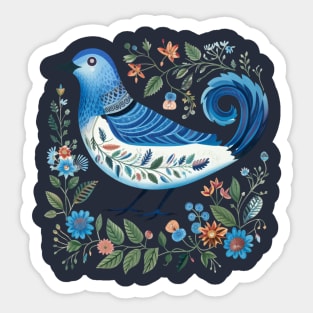 Blue Bird Scandinavian Art Sticker